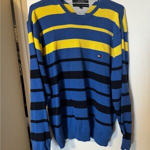 Tommy Hilfiger Men's Striped Sweater - Blue and Yellow
